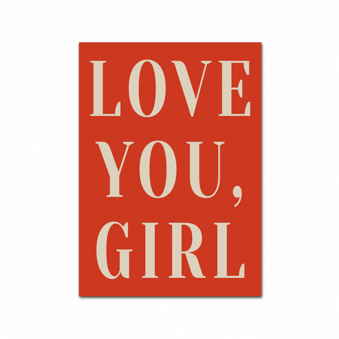 Паперова листівка Love You Girl